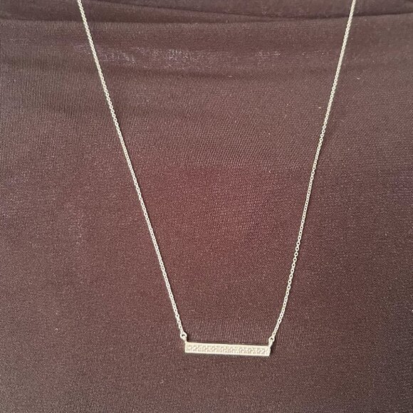 MSCO Jewelry - Sterling Silver & Diamond Bar Necklace — Dainty Minimalist 18” MSCO 925